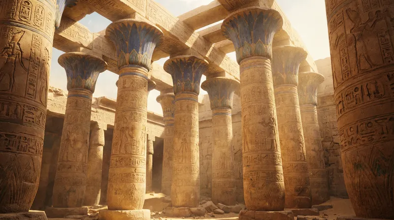 Lotosové sloupy v chrámu Karnak